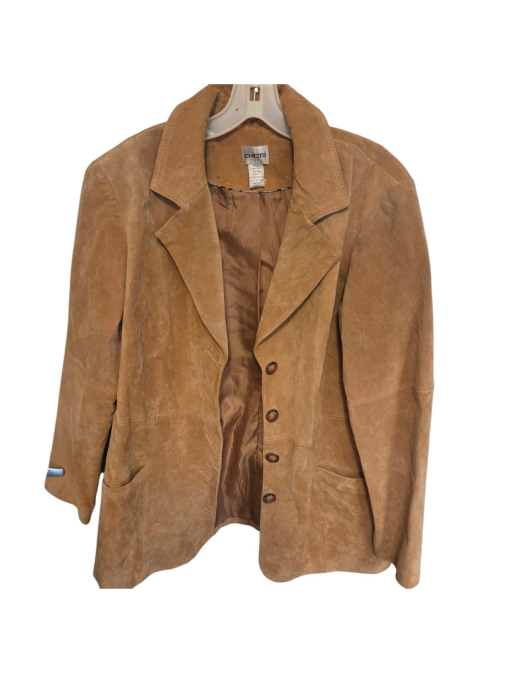 Women's Chico's Suede Leather Jacket Tan Size 2